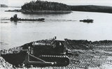 На снимке 1963 г. запечатлены самые первые подготовительные работы в створе будущей Усть-Илимской ГЭС